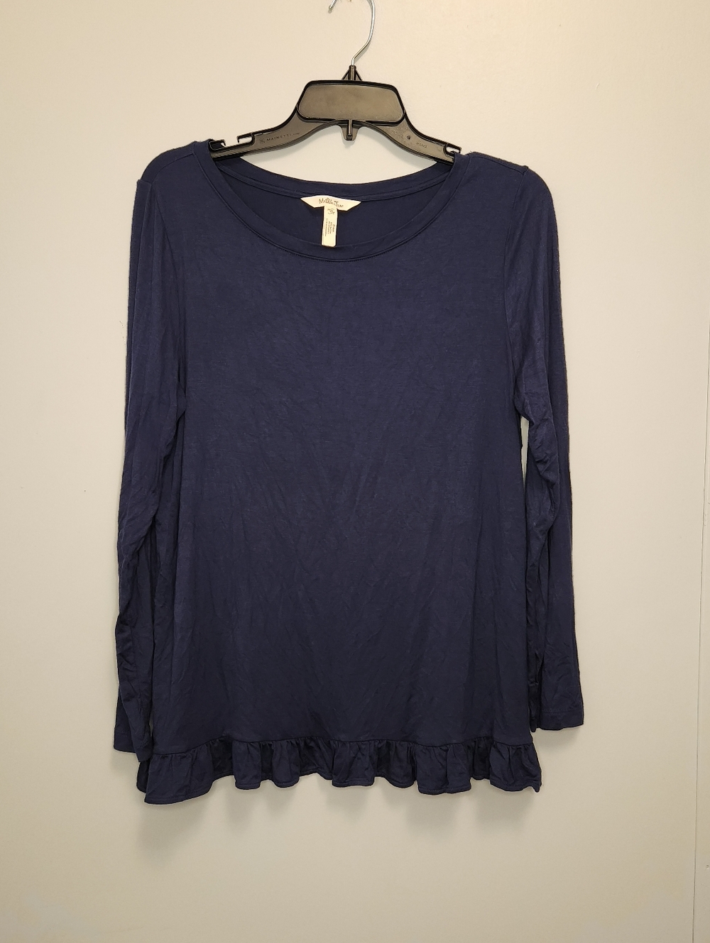 Matilda Jane Navy Ruffle-Hem Long Sleeve Tee Size Medium